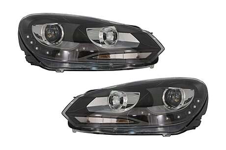LED DRL Headlights suitable for VW Golf 6 VI (10.2008-2012) Black