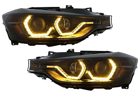 Headlights Angel Eyes Yellow LED DRL suitable for BMW 3 Series F30 F31 Sedan Touring (10.2011-05.2015)