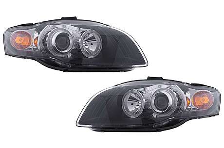 Angel Eyes Headlights suitable for Audi A4 B7 (11.2004-03.2008) Black