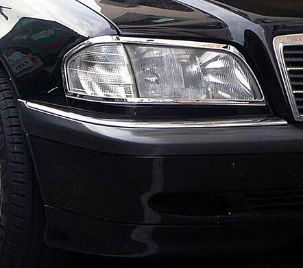Chrome Front Bumper Moldings Trims IDFR 1-MB101-04RC Mercedes Benz C-Class W202 1993-2000