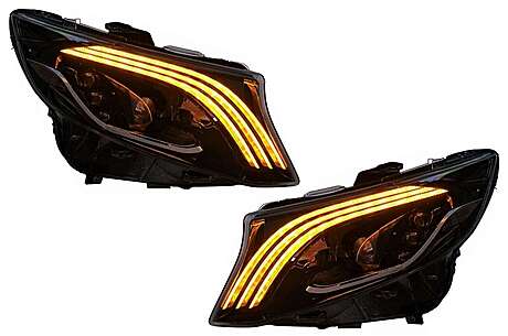 Full LED Headlights suitable for Mercedes V-Class Vito W447 (2014-2024) Black Dynamic Turning Lights