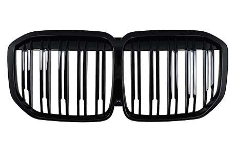 Central Kidney Grille suitable for BMW X7 G07 (2018-2022) Double Stripe Piano Black